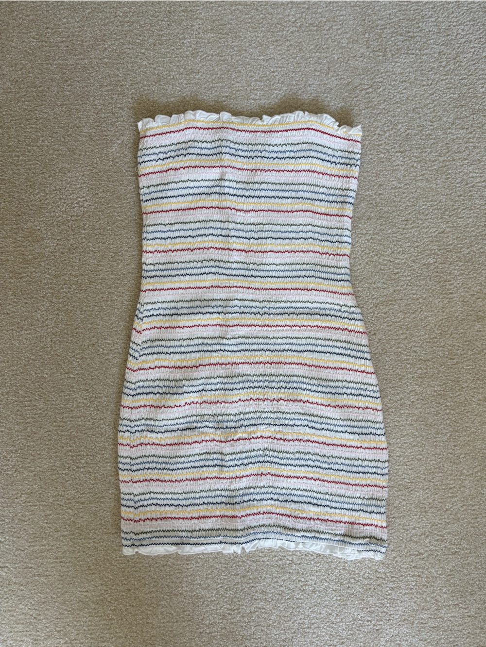 Urban Outfitters White Striped Smocked Bodycon Dress
